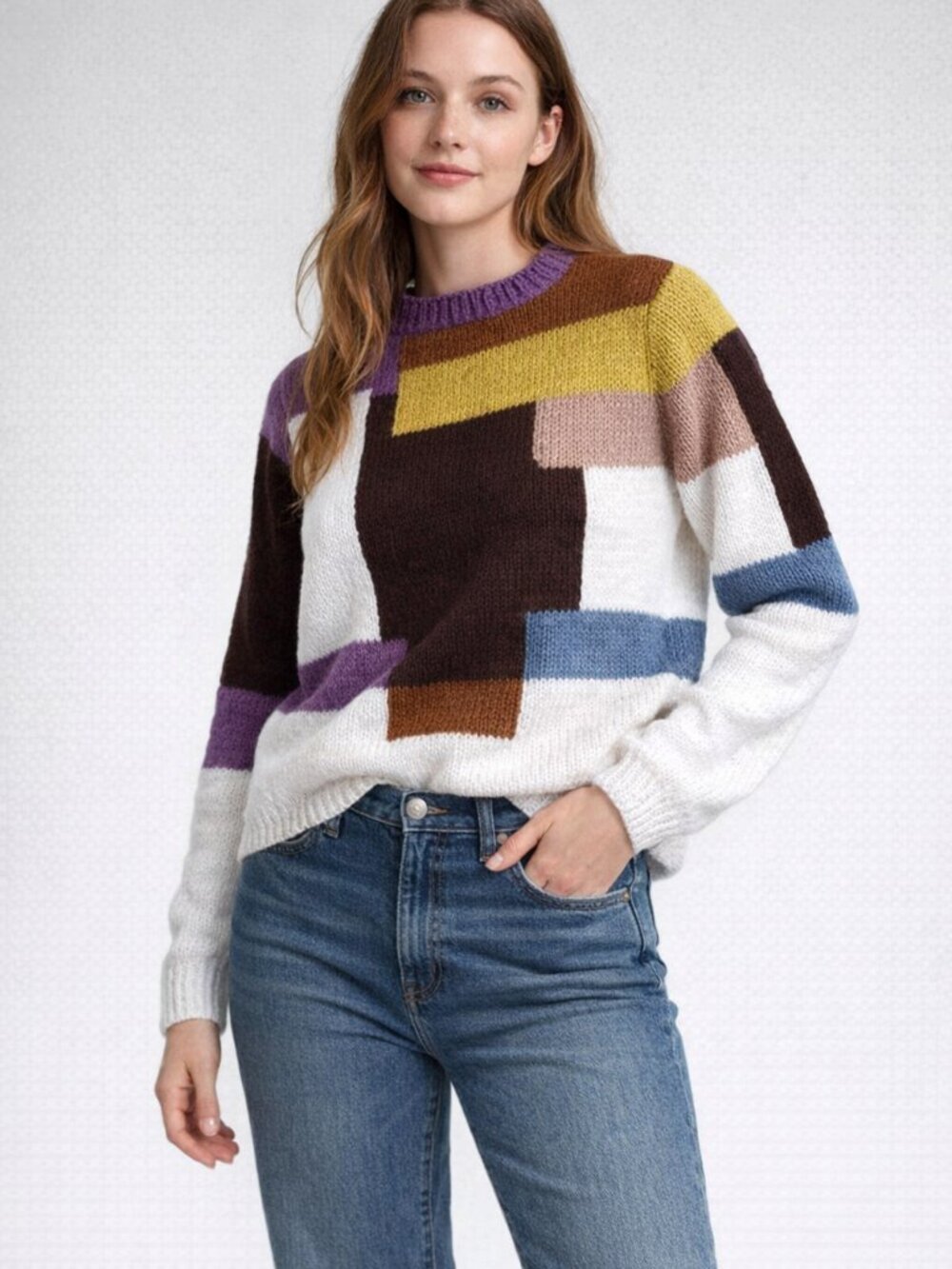 New Handmade Colour Block Sweater
